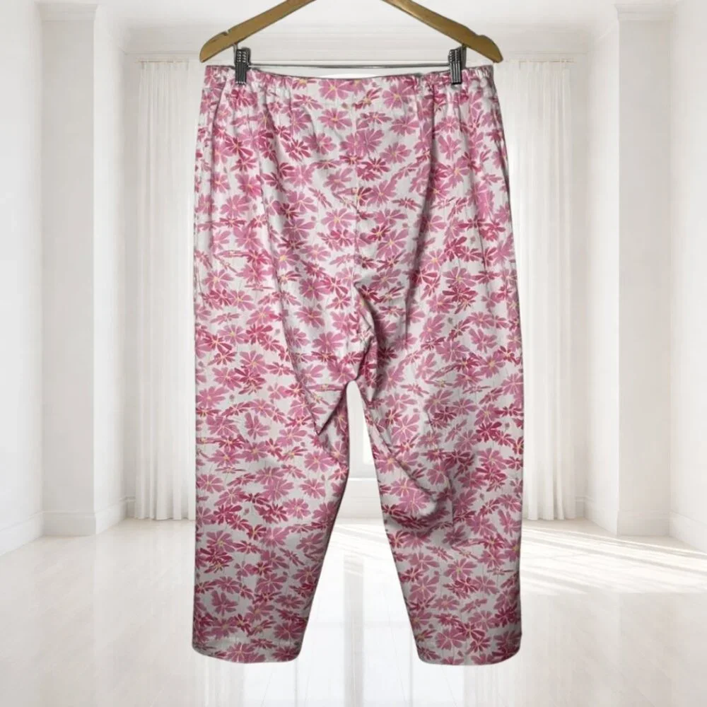 Liz Claiborne Woman Michaela Floral Ankle Pants 16W Pink Stretch Cotton Career - Picture 3 of 14